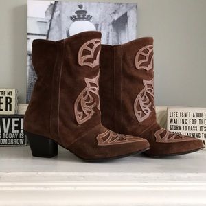 Brown swede boots